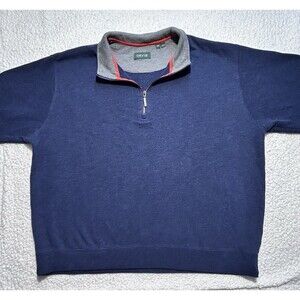 Orvis Mens XXL Quarter Zip Pullover Sweater Navy Blue Gray Mock Neck 3EHM F/22